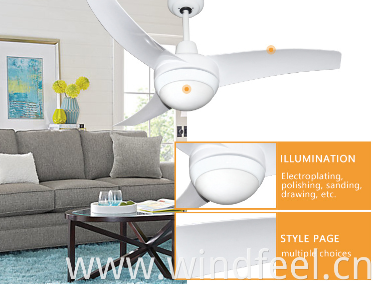 Low profile 42 inch white ceiling fan light combo 3 blade household ceiling fans lights with remote control